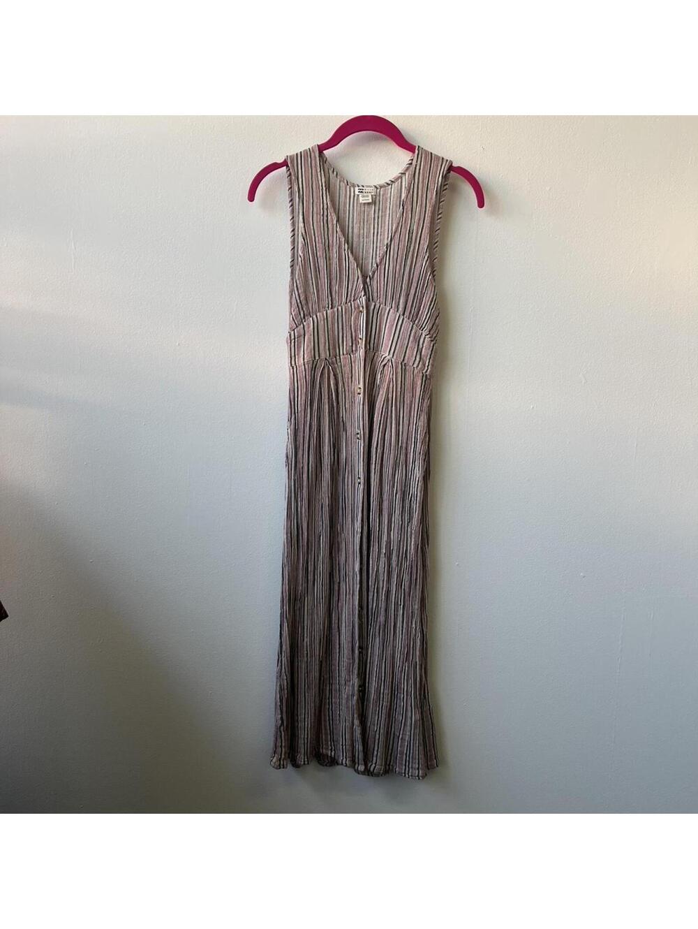 Billabong multicoloured maxi dress with pockets and button up front